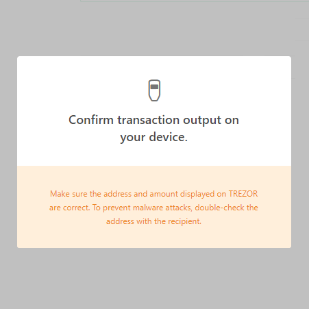 TREZOR Send confirmums