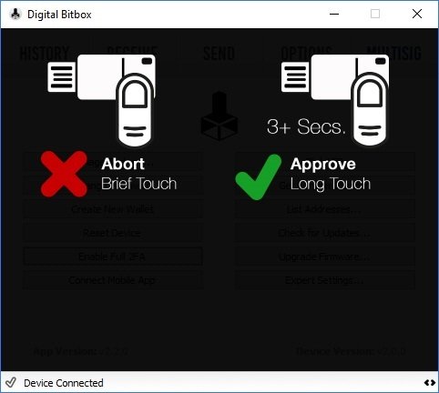 Digital Bitbox 2FA confirm