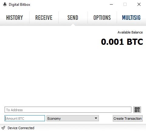 Send Digital Bitbox Bitcoins