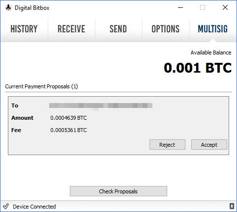 Digital Bitbox MultiSig Wallet Copay Transaction Agree