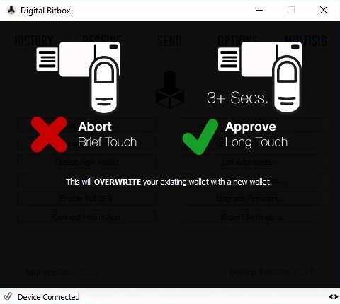 Digital Bitbox New Wallet docking completed