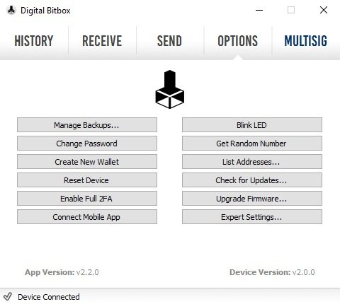 Digital Bitbox Options