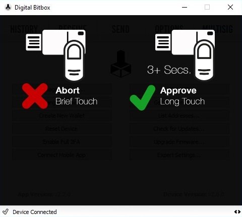 Digital Bitbox password change submit completed