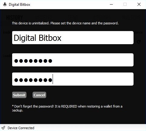 Set up Digital Bitbox