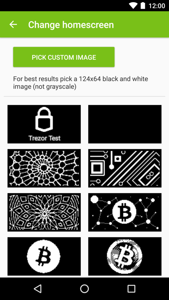 TREZOR Mobile Change homescreen