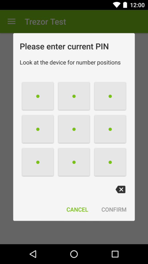 TREZOR Mobile Enter PIN