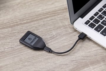 TREZOR T on laptop