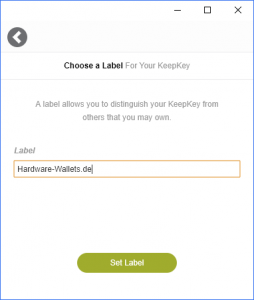KeepKey Setup Name
