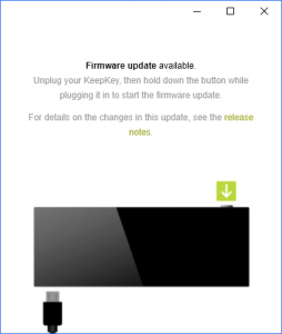 KeepKey firmware Updae required