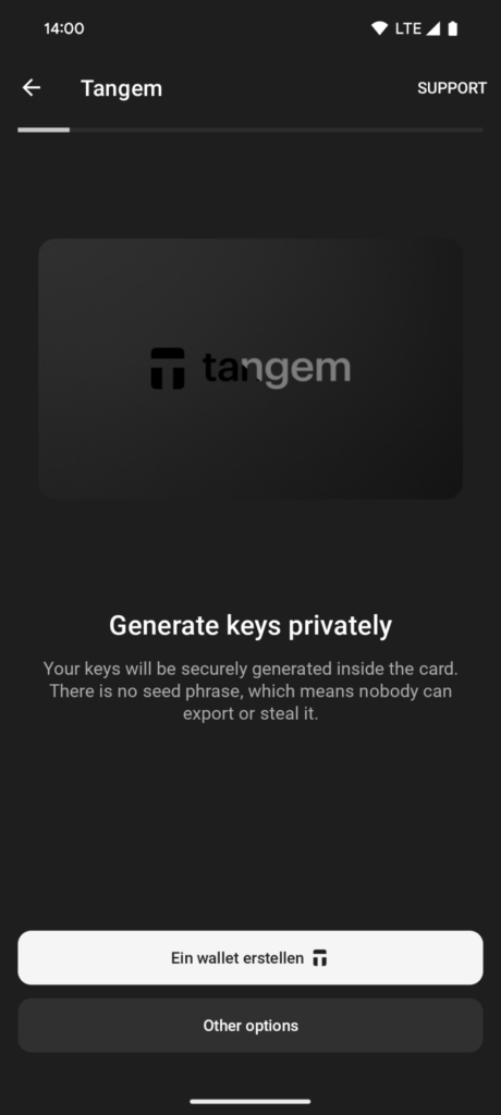 Tangem Wallet Setup 3 Wallet Erstellen